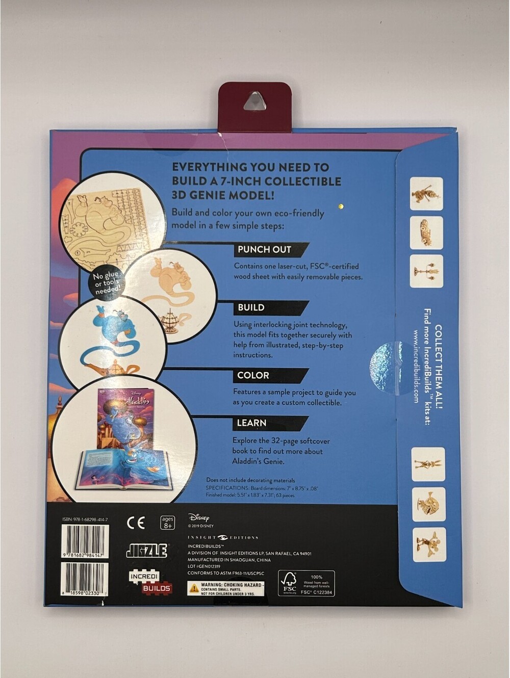 IncrediBuilds Disney Aladdin Genie Book & 3D Wood Model Kit Sealed Ages 8+ - Picture 2 of 10